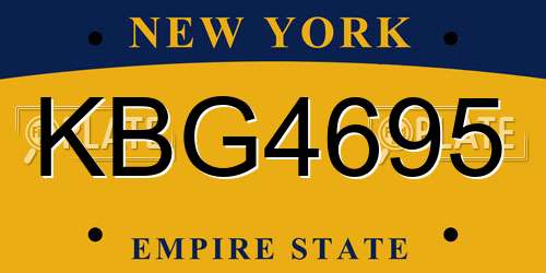 KBG4695 New York License Plate