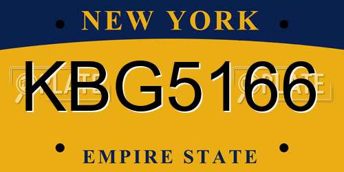 KBG5166 New York License Plate