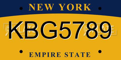 KBG5789 New York License Plate