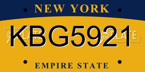 KBG5921 New York License Plate