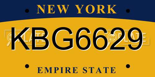 KBG6629 New York License Plate