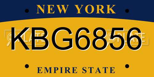 KBG6856 New York License Plate