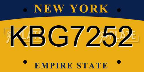 KBG7252 New York License Plate