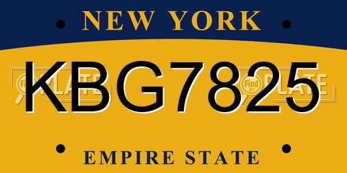 KBG7825 New York License Plate