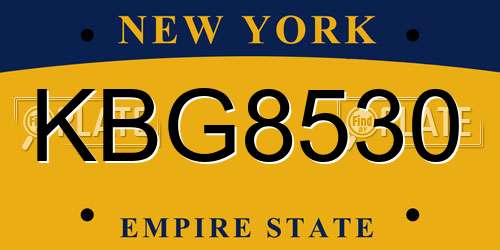 KBG8530 New York License Plate