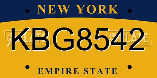 KBG8542 New York License Plate