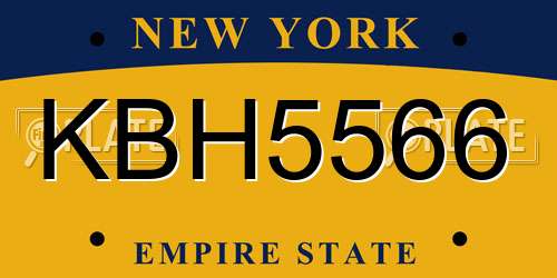 KBH5566 New York License Plate