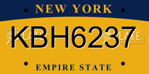 KBH6237 New York License Plate