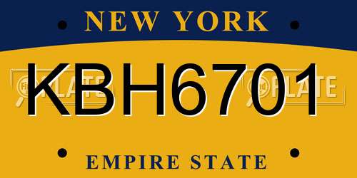 KBH6701 New York License Plate