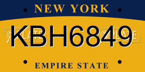 KBH6849 New York License Plate