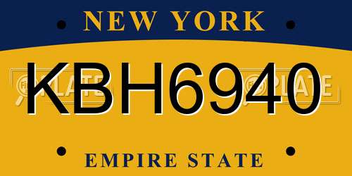 KBH6940 New York License Plate