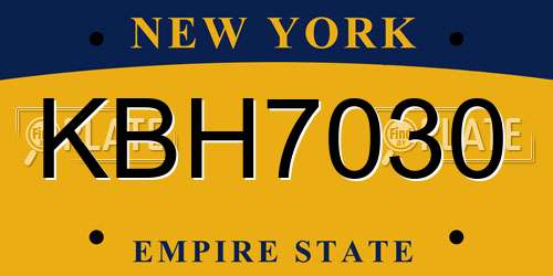 KBH7030 New York License Plate