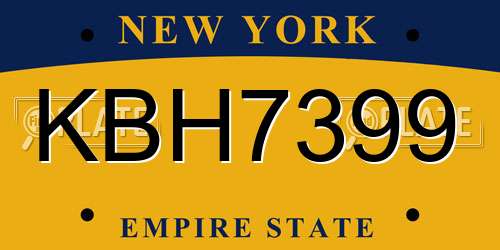 KBH7399 New York License Plate