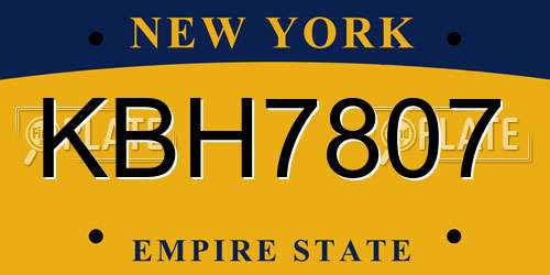 KBH7807 New York License Plate
