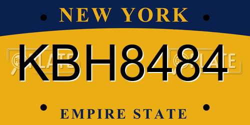 KBH8484 New York License Plate