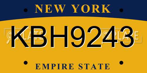 KBH9243 New York License Plate