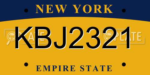 KBJ2321 New York License Plate