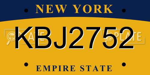 KBJ2752 New York License Plate