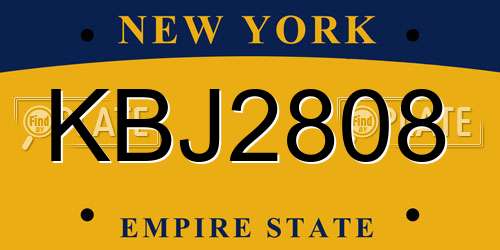 KBJ2808 New York License Plate