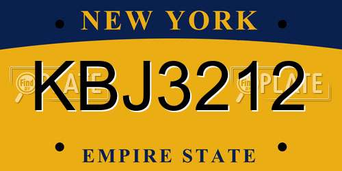 KBJ3212 New York License Plate