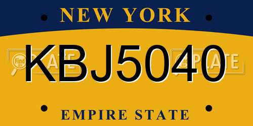 KBJ5040 New York License Plate
