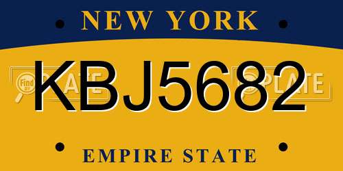 KBJ5682 New York License Plate