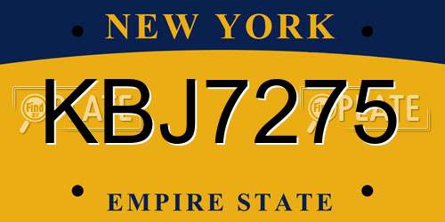 KBJ7275 New York License Plate