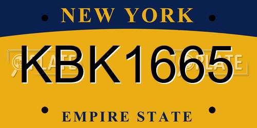 KBK1665 New York License Plate