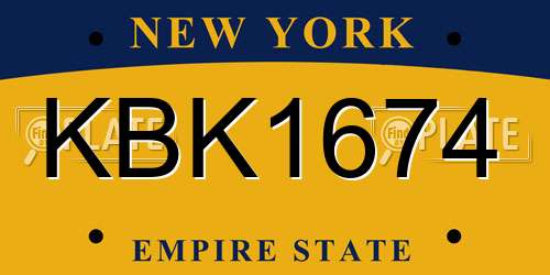 KBK1674 New York License Plate