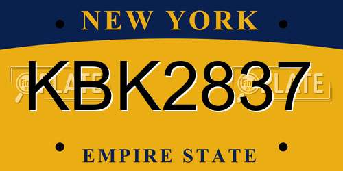 KBK2837 New York License Plate
