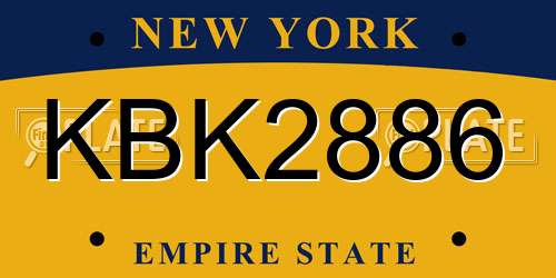 KBK2886 New York License Plate