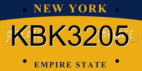 KBK3205 New York License Plate