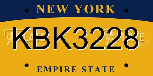 KBK3228 New York License Plate