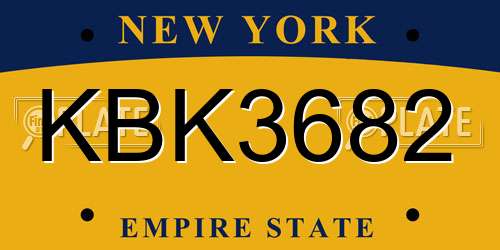 KBK3682 New York License Plate