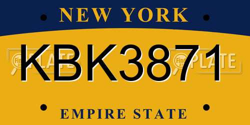 KBK3871 New York License Plate
