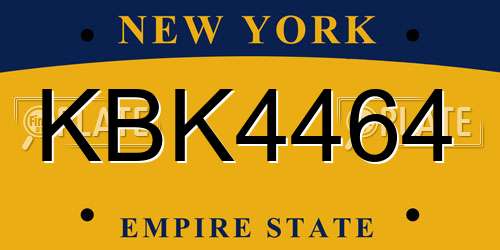 KBK4464 New York License Plate