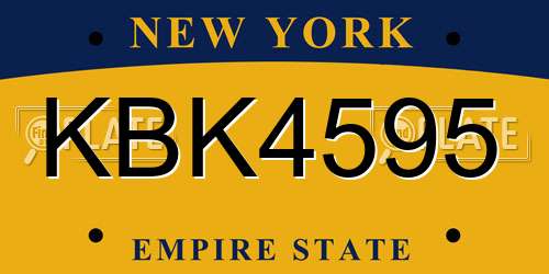KBK4595 New York License Plate