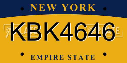 KBK4646 New York License Plate