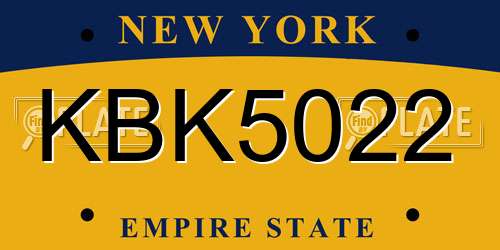 KBK5022 New York License Plate