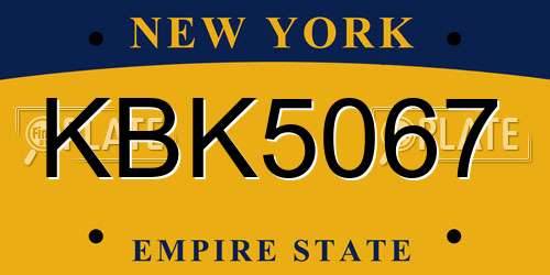 KBK5067 New York License Plate