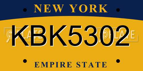 KBK5302 New York License Plate