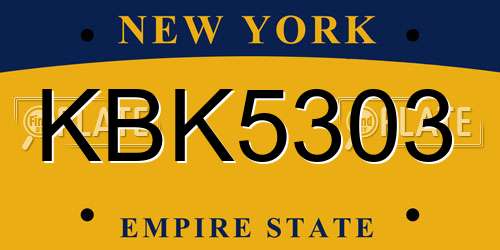 KBK5303 New York License Plate