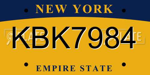 KBK7984 New York License Plate