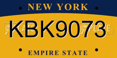 KBK9073 New York License Plate