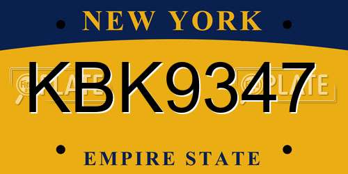KBK9347 New York License Plate