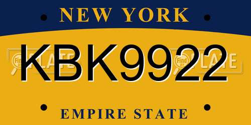 KBK9922 New York License Plate