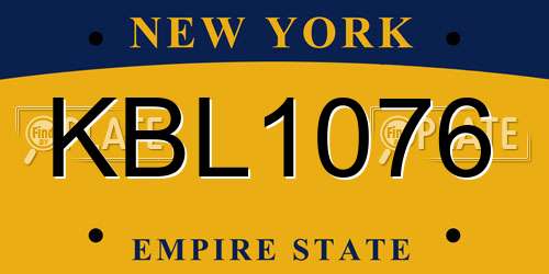 KBL1076 New York License Plate