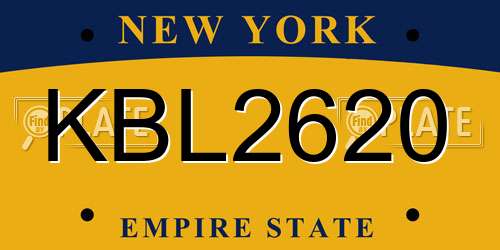 KBL2620 New York License Plate