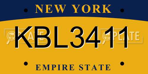 KBL3411 New York License Plate