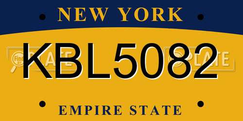 KBL5082 New York License Plate